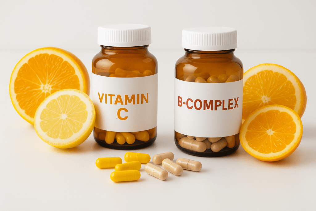 Vitamin C and B-complex with citrus fruits for cortisol support