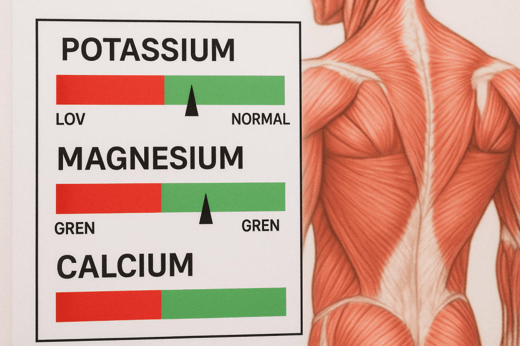 Electrolyte levels chart with muscle system in background