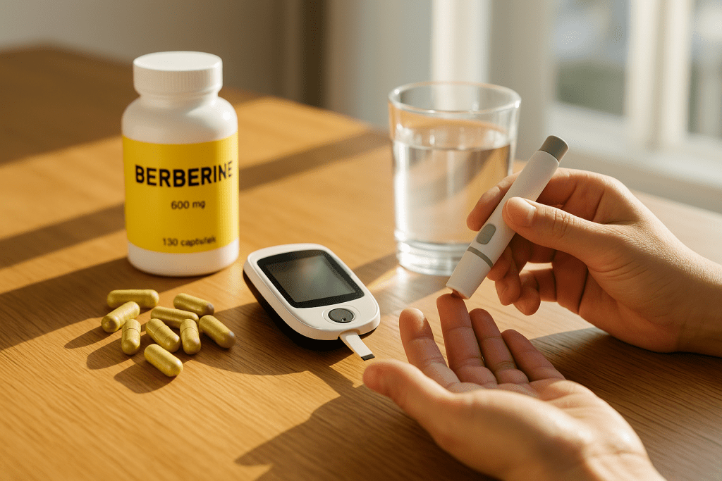 Checking blood sugar levels while using berberine supplement