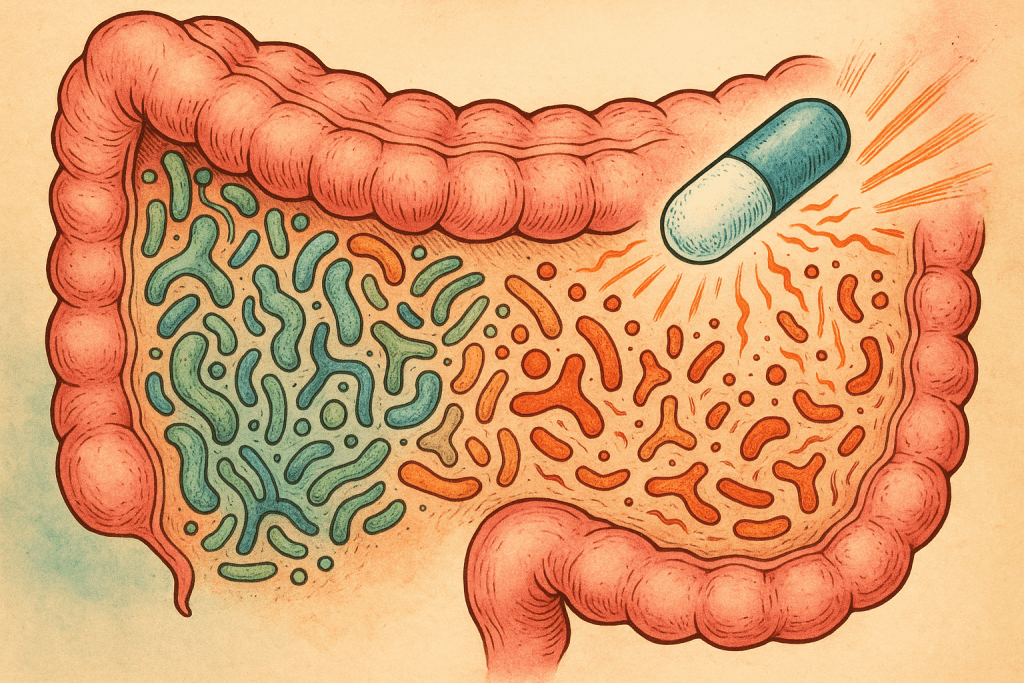 Gut microbiome disrupted by antibiotics visual