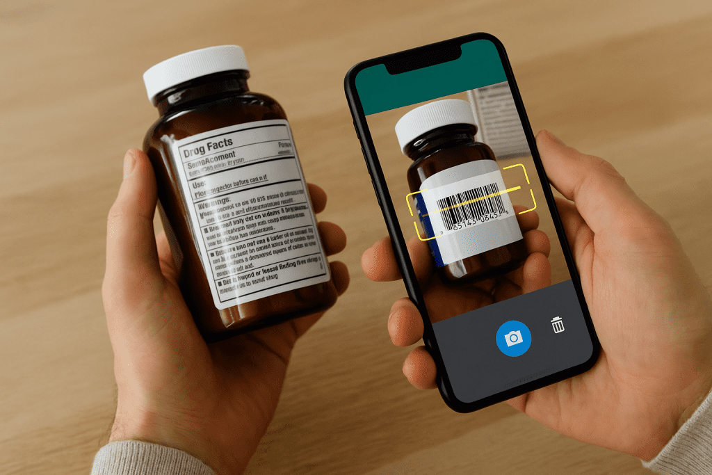 Person scanning supplement with app to track effectiveness