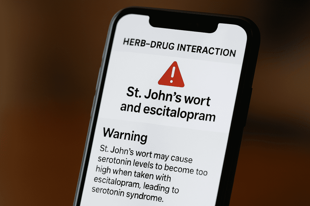 Mobile app warning about herbal supplement drug interaction