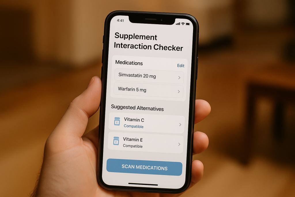 Supplement app with alternative suggestions and scanned medications