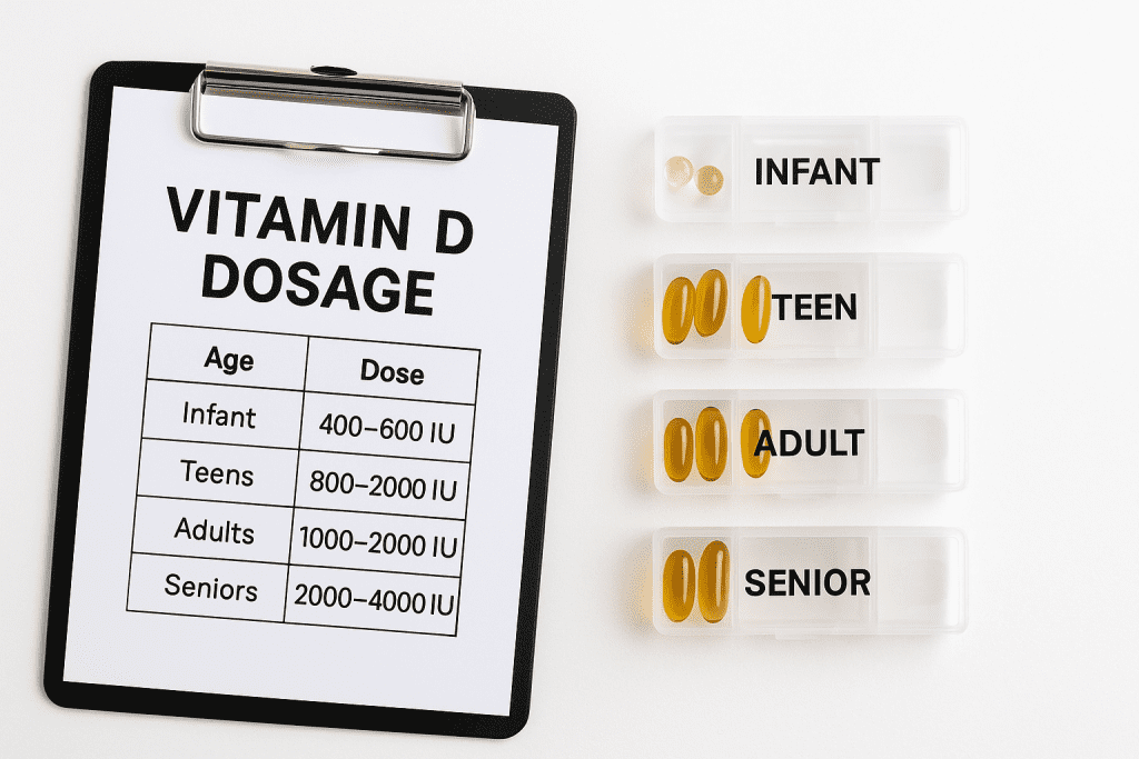Vitamin D dosage chart and supplements for all age groups