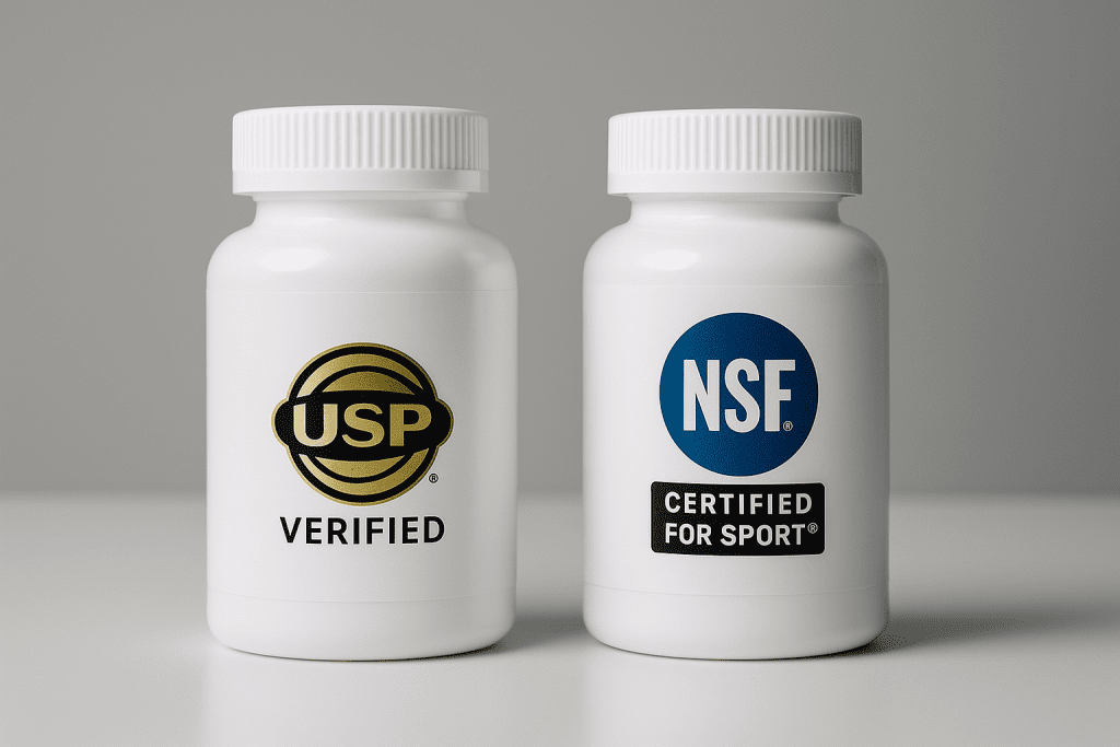Bottles with USP and NSF seals for consumerlab alternative comparison