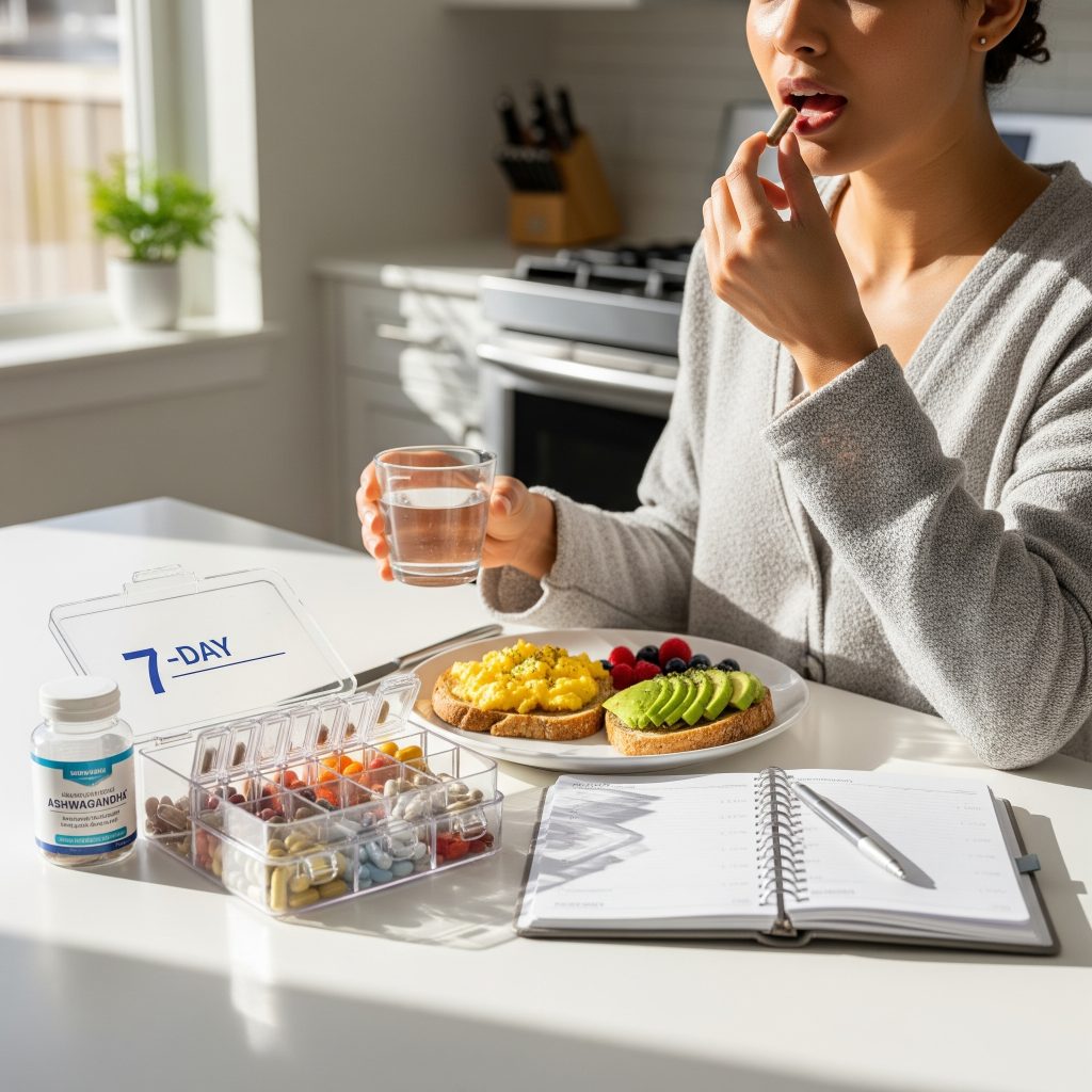 Ashwagandha supplement part of morning wellness routine