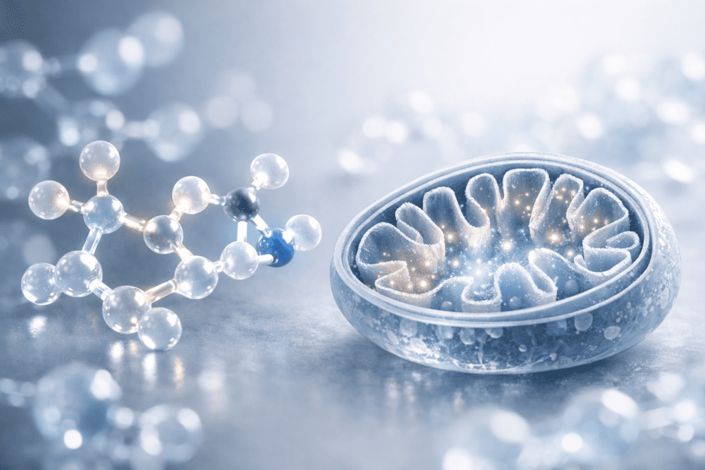 NAD+ molecular structure and cellular energy production in scientific editorial style