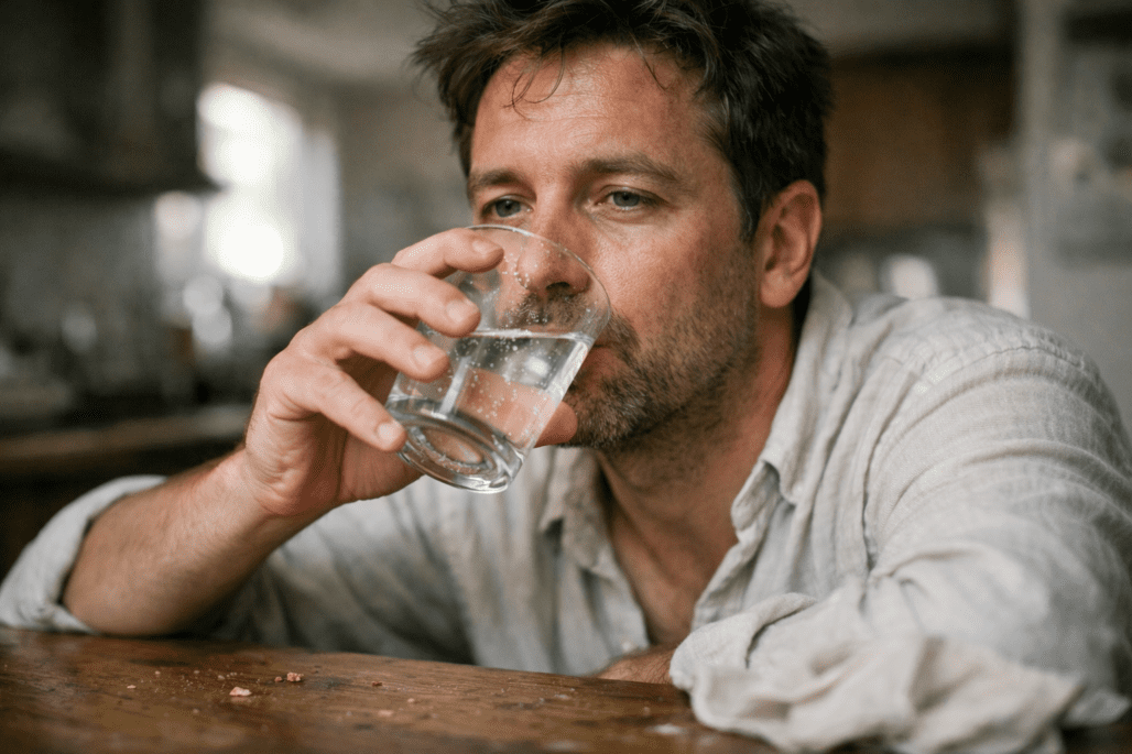 Person drinking water showing vitamin deficiency awareness and daily hydration for water-soluble vitamin absorption
