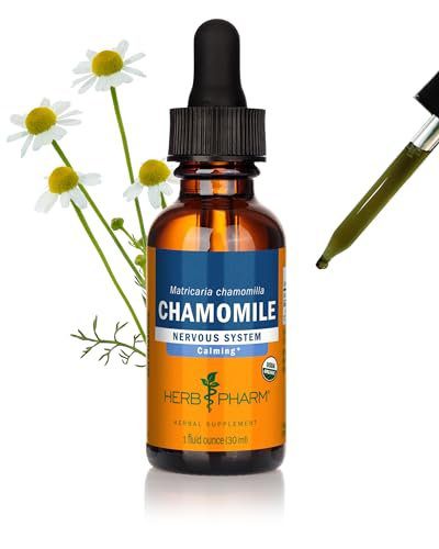 Herb Pharm Chamomile Liquid Extract: USDA Organic | Calming Nervous System Support, Stress Support Chamomile Supplement | Fast-Absorbing & Sugar-Free, Made with Organic Chamomile Flowers, 1 oz*