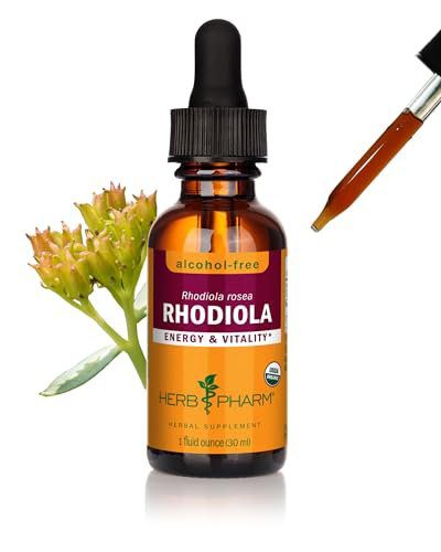 Herb Pharm Certified Organic Rhodiola Root Extract for Energy, Endurance and Stamina, Alcohol-Free Glycerite, 1 Ounce