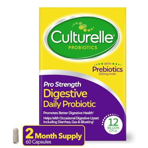 Culturelle Daily Probiotic Capsules For Men & Women, Most Clinically Studied Probiotic Strain, Digestive & Gut Health, Supports Occasional Diarrhea, Gas & Bloating, 1 Month Supply, 30 CT