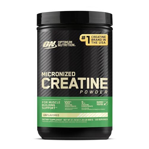 Optimum Nutrition Micronized Creatine Monohydrate Powder, Unflavored, 120 Servings, 600 Grams (Packaging May Vary)