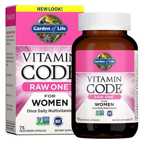 Garden of Life Vitamin Code Raw One for Women, Once Daily Women's Multivitamin - 75 Capsules, One a Day Vitamins Whole Food Iron, Probiotics for Digestive Health, Gluten Free Vegetarian