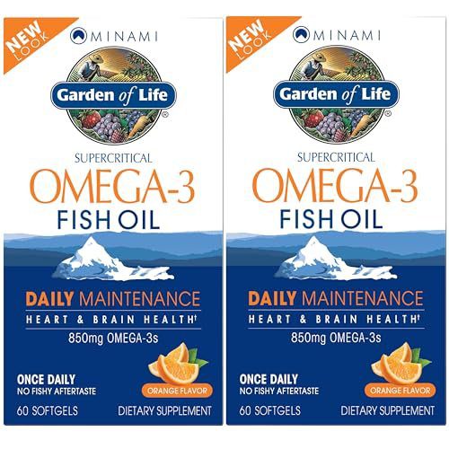 Garden of Life EPA/DHA Omega 3 Fish Oil - Minami Natural Brain Function, Heart and Mood Supplement, 120 Count (60-ct 2-Pack)