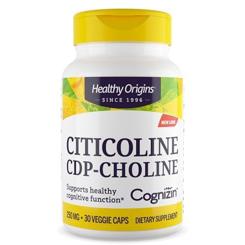 Healthy Origins Cognizin (Citicoline), 250 mg - Brain Supplement for Memory with Citicoline CDP Choline - Non-GMO, Vegan & Gluten-Free Supplement - 30 Veggie Capsules