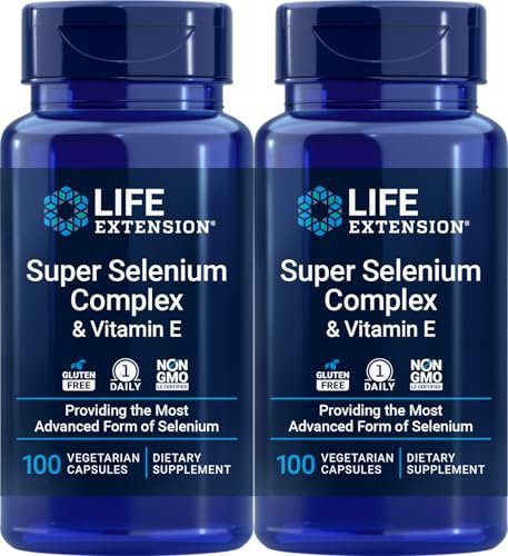 Life Extension Super Selenium Complex, 200 mcg – 3 Forms of Selenium, Vitamin E – Cellular Health & Longevity Support – Gluten-Free, Non-GMO, Vegetarian, 1 Daily – 100 Capsules