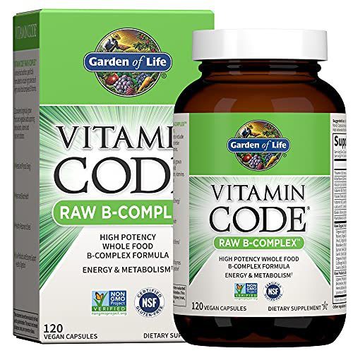 Garden of Life Vitamin B Complex, 120 Vegan Capsules, High Potency Vitamins for Energy & Metabolism with B6, Folate & B12 as Methylcobalamin Plus Probiotics
