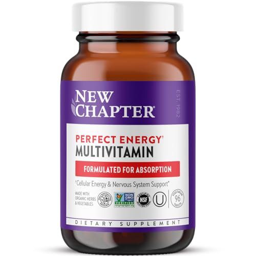 New Chapter Energy Supplement - Perfect Energy Multivitamin for Balanced Energy + Stress Support with B Vitamins + Vitamin D3 + Organic Non-GMO Ingredients - 96 ct