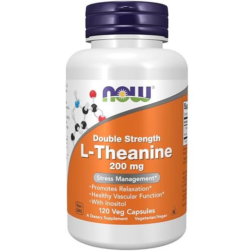 NOW Foods Supplements, L-Theanine 200 mg with Inositol, Stress Management*, 120 Veg Capsules