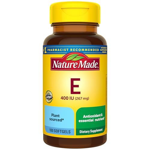 Nature Made Vitamin E 400 IU Softgels 267 mg d-Alpha, Dietary Supplement for Antioxidant and Skin Support, 100 Softgels, 100 Day Supply