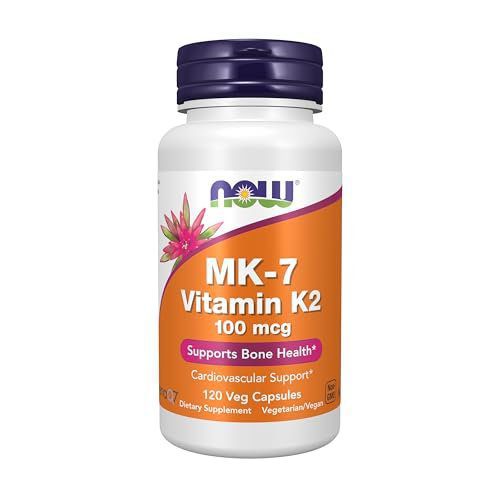 NOW Foods Supplements, MK-7 Vitamin K-2 100 mcg, Cardiovascular Support*, Supports Bone Health*, 120 Veg Capsules