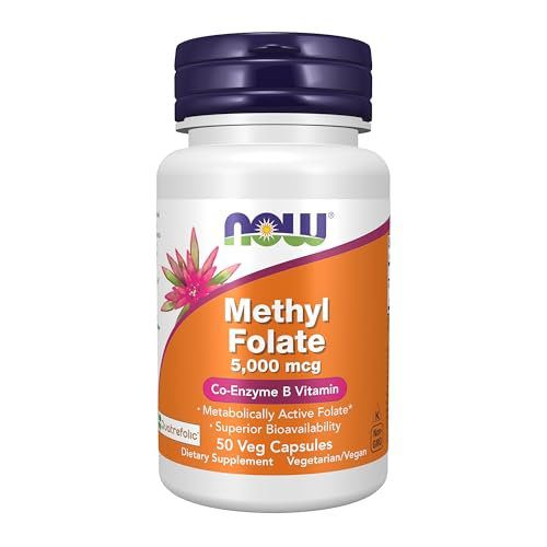NOW Foods Supplements, Methyl Folate 5000 mcg, Superior Bioavailability, 50 Veg Capsules