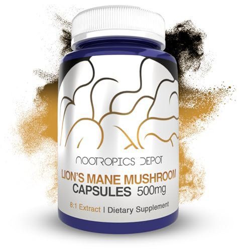 Nootropics Depot Lions Mane Mushroom Capsules | 8:1 Whole Fruiting Body Dual Extract | 500mg | 60 Count | Hericium erinaceus
