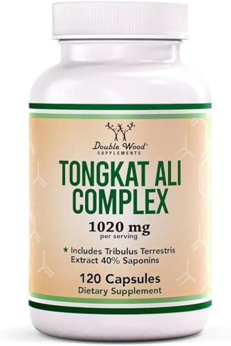 Tongkat Ali Extract - Ultra High Potency 200:1 - for Men (Longjack) Eurycoma Longifolia, 1000mg per Serving, 120 Capsules - with 20mg Tribulus Terrestris (Third Party Tested) by Double Wood