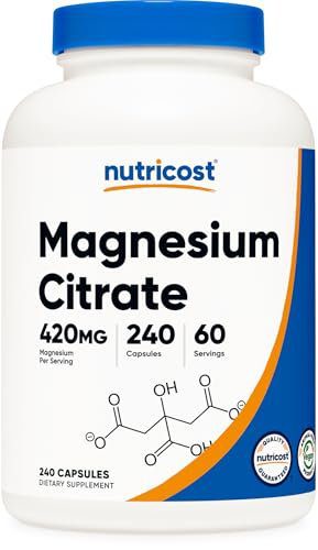 Nutricost Magnesium Citrate 420mg, 240 Veggie Capsules - 60 Servings, Gluten Free, Non-GMO, Vegetarian Friendly