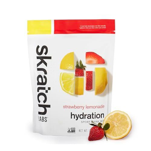 Skratch Labs Hydration Sports Drink Mix – Real‑Fruit Electrolyte Powder for Fast Hydration & Endurance | Strawberry Lemonade | 20 Servings | Vegan, Non‑GMO, Clean Ingredients