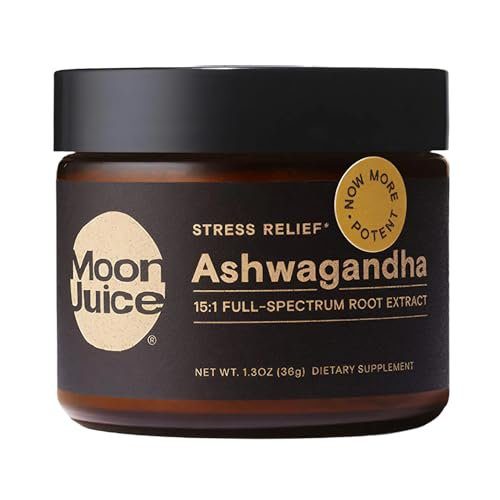 Moon Juice Organic Ashwagandha Supplement - Ashwagandha KSM-66 Root Powder Extract (15:1 Full-Spectrum) for Stress, Focus & Mood - Vegan, Non-GMO, Gluten-Free - 1.3 oz, 72 Servings