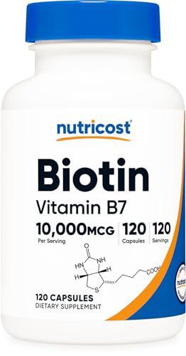 Nutricost Biotin (Vitamin B7) 10,000mcg (10mg), 120 Capsules - Vegan, Gluten Free, Non-GMO
