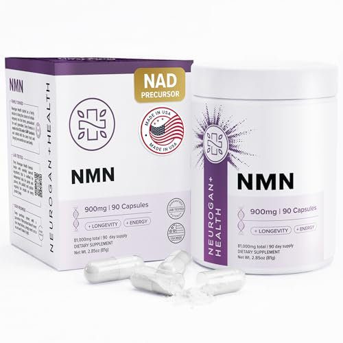 Neurogan Beta NMN (β-NMN) Supplement – 900 mg per Serving, 99.6% Purity – NAD+ Precursor for Cellular Energy & Vitality – 90 Capsules (3-Month Supply) – Made in USA