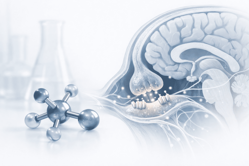 Magnesium molecular structure and brain neurotransmitter pathways in scientific editorial style