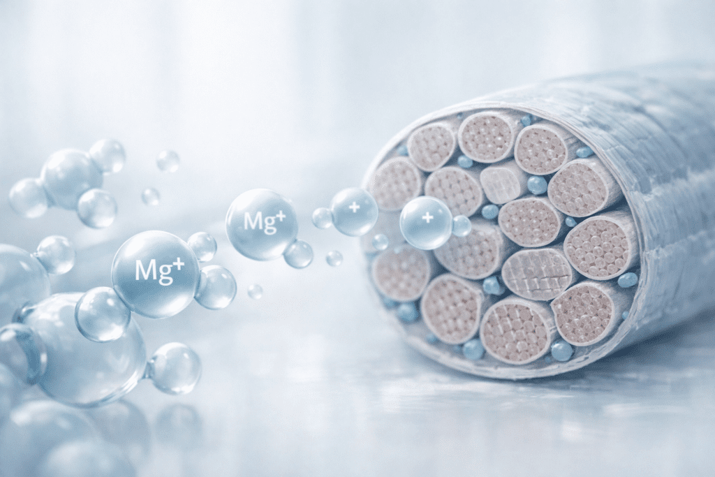 Magnesium molecular structure and muscle fiber interaction for muscle cramp relief science