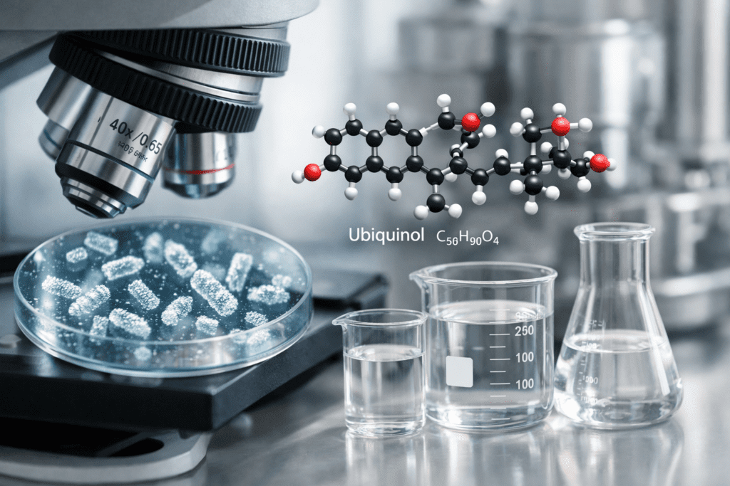 Scientific visualization of supplement formulation showing probiotic cultures and molecular structures for Jarrow Formulas review