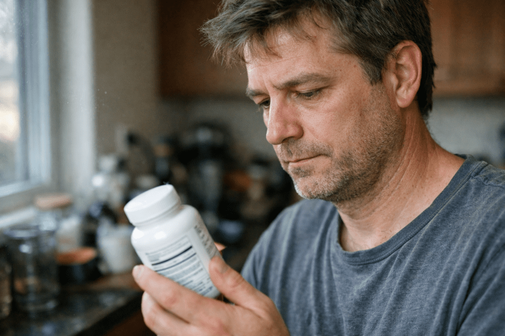 Person reviewing Thorne vitamins worth it by examining supplement bottle in natural home lighting