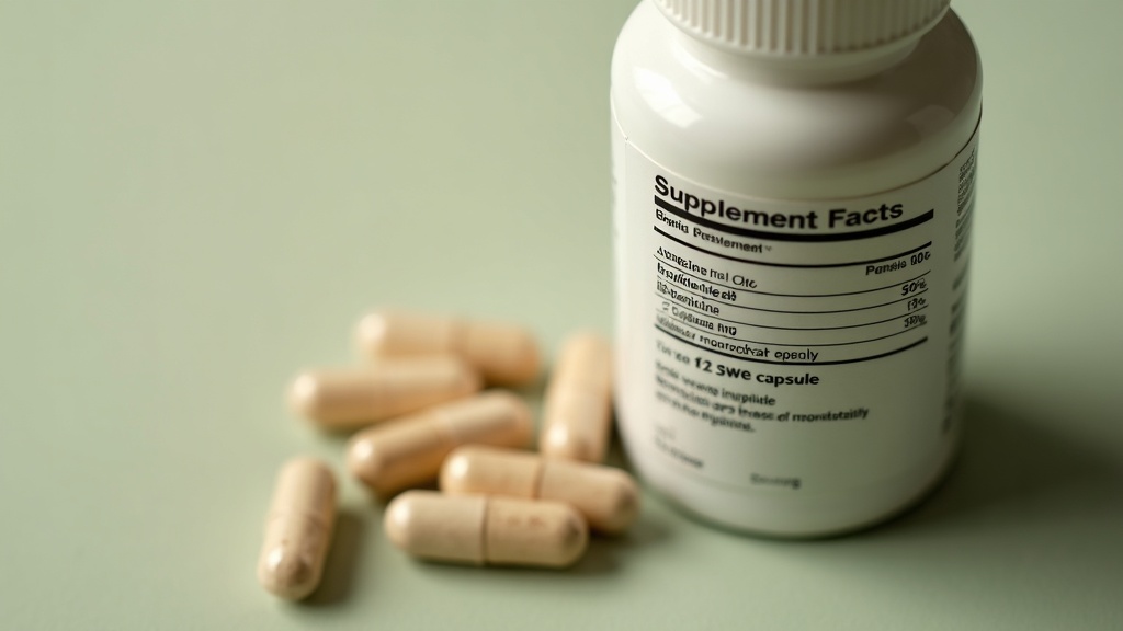 Overhead macro close-up of a single supplement facts panel detail on a clean whi