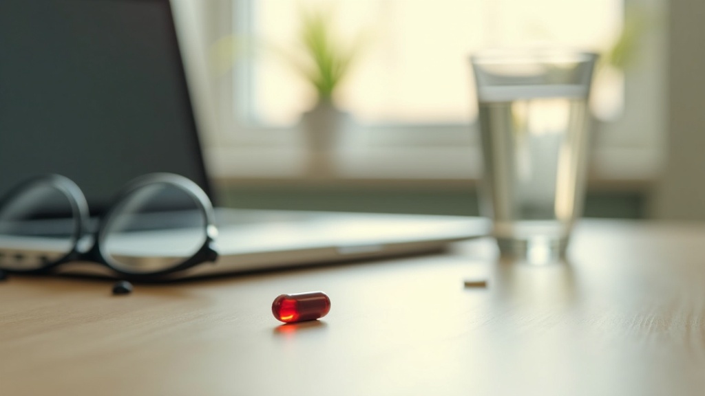 Natural daylight documentary photo of a laptop and reading glasses on a light wo