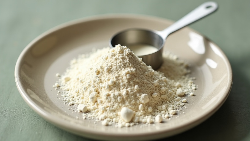 Close-up overhead shot of a small mound of fine white creatine monohydrate powde