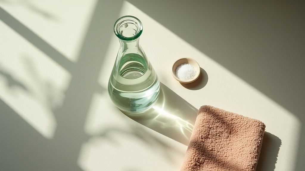 Editorial documentary still-life, top-down on a pale linen surface: a single cle