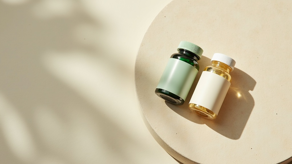 Editorial comparison still-life, top-down on a neutral stone surface: two distin