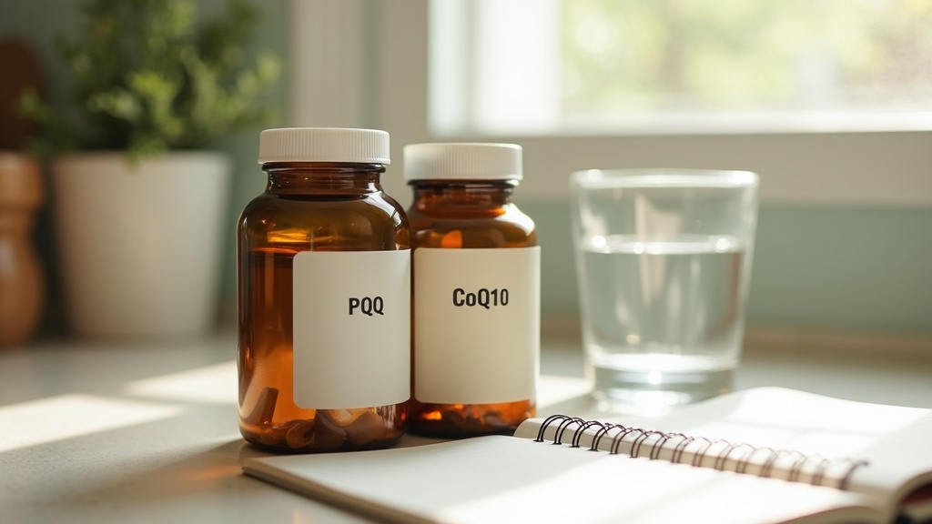 Natural daylight photo of two amber supplement bottles side by side on a kitchen