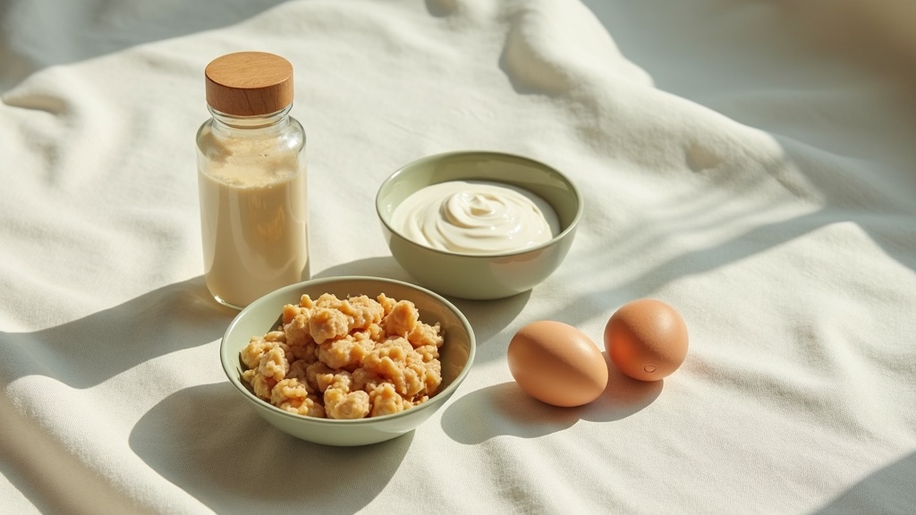 Editorial documentary still-life, top-down on a pale linen surface: a clear shak