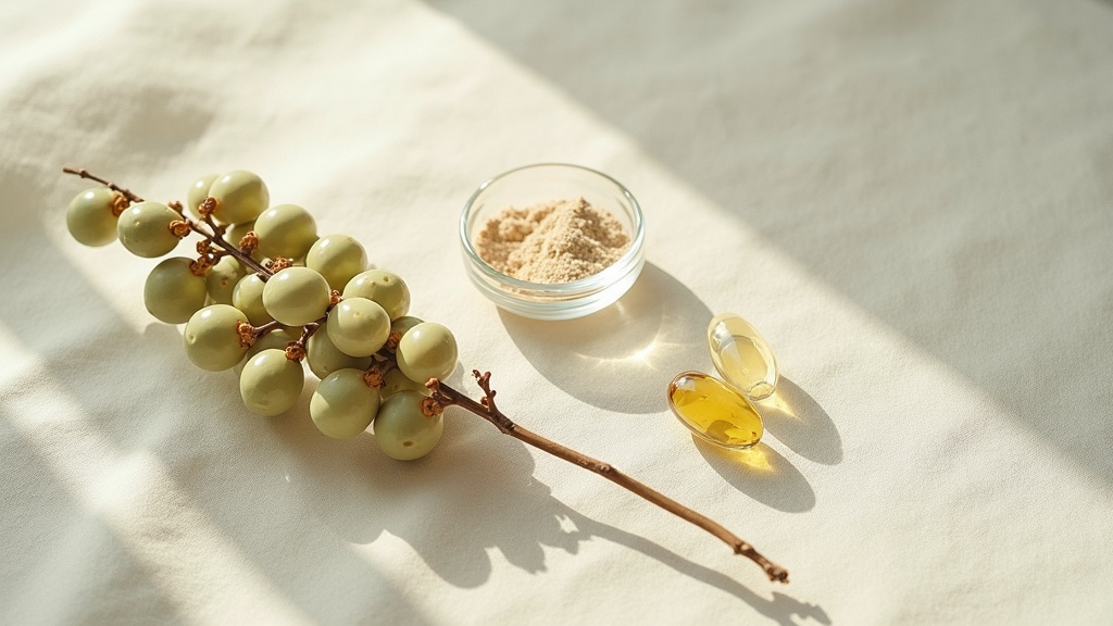 Editorial documentary still-life, top-down on a pale linen surface: a cluster of