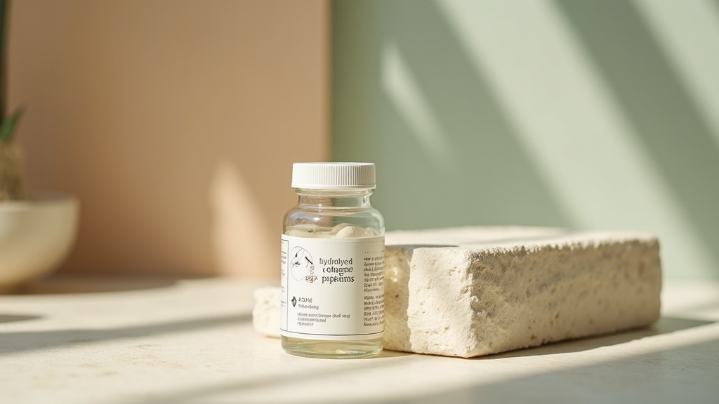 Close-up macro shot of a single supplement facts panel on a pale stone surface s