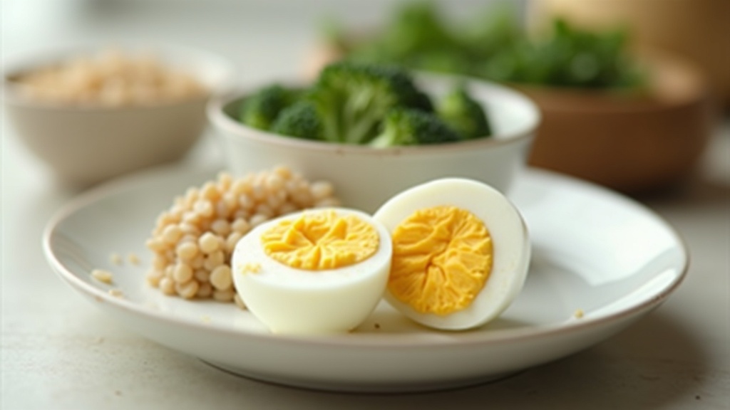 Natural daylight documentary photo of two hard-boiled eggs cut in half on a whit
