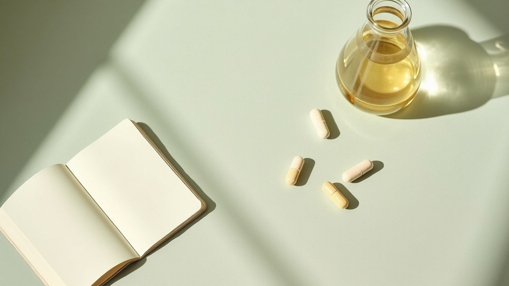 Editorial still-life, top-down on a pale linen surface: a single clear glass bea
