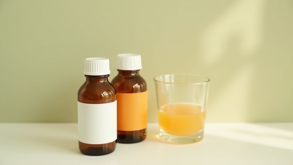 A clean overhead daylight shot of three labeled amber pharmacy bottles lined up