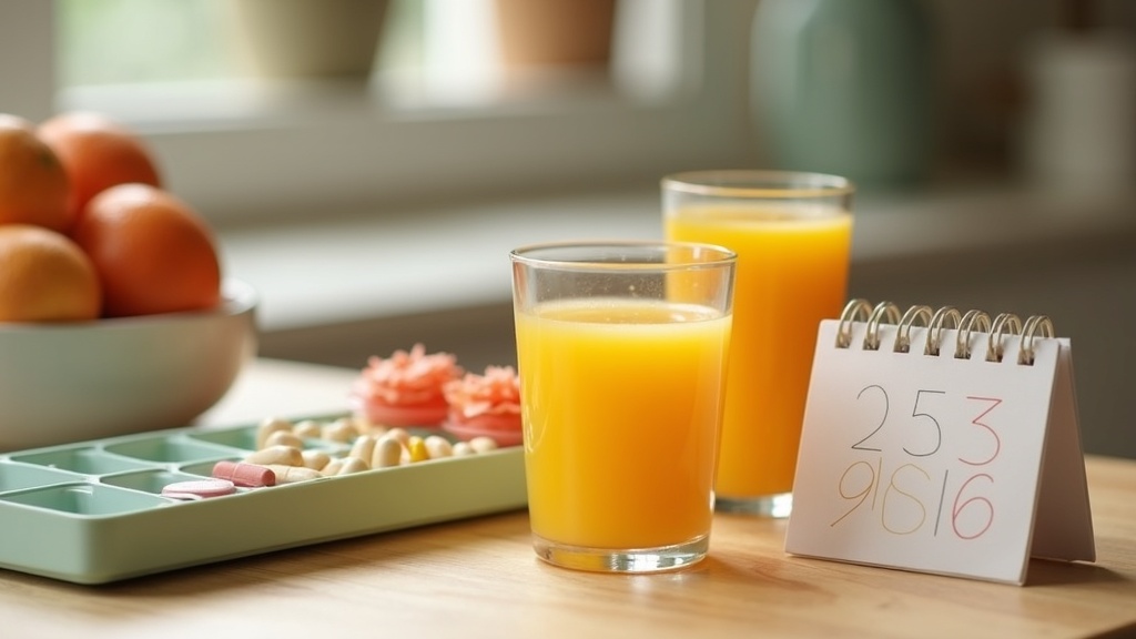 A documentary kitchen-table photo of a weekly pill organizer with the lids open,